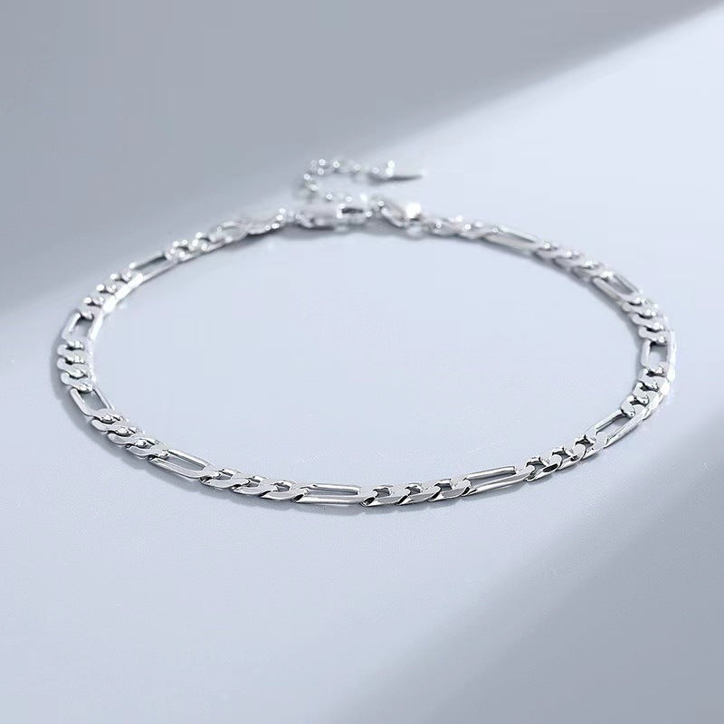 925 Sterling Silver Anklet Figaro Bracelet Hip Hop