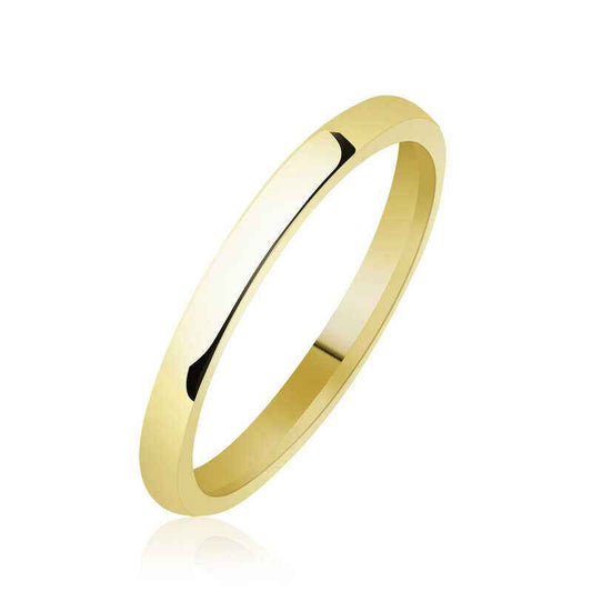 2 mm Flat Domed Gold Plated Silver Wedding Band