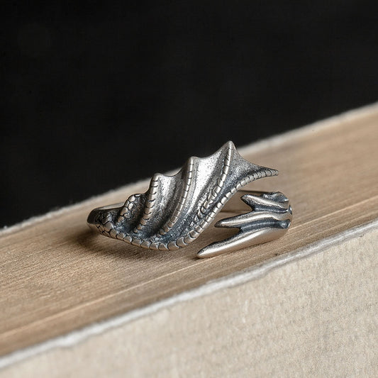 925 Sterling Silver Dragon Wings Ring Hand Jewelry