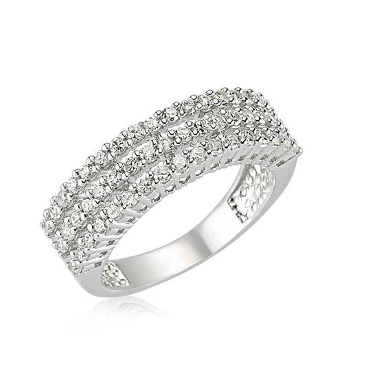 Silver 3 Row Half Turn Women's Ring
