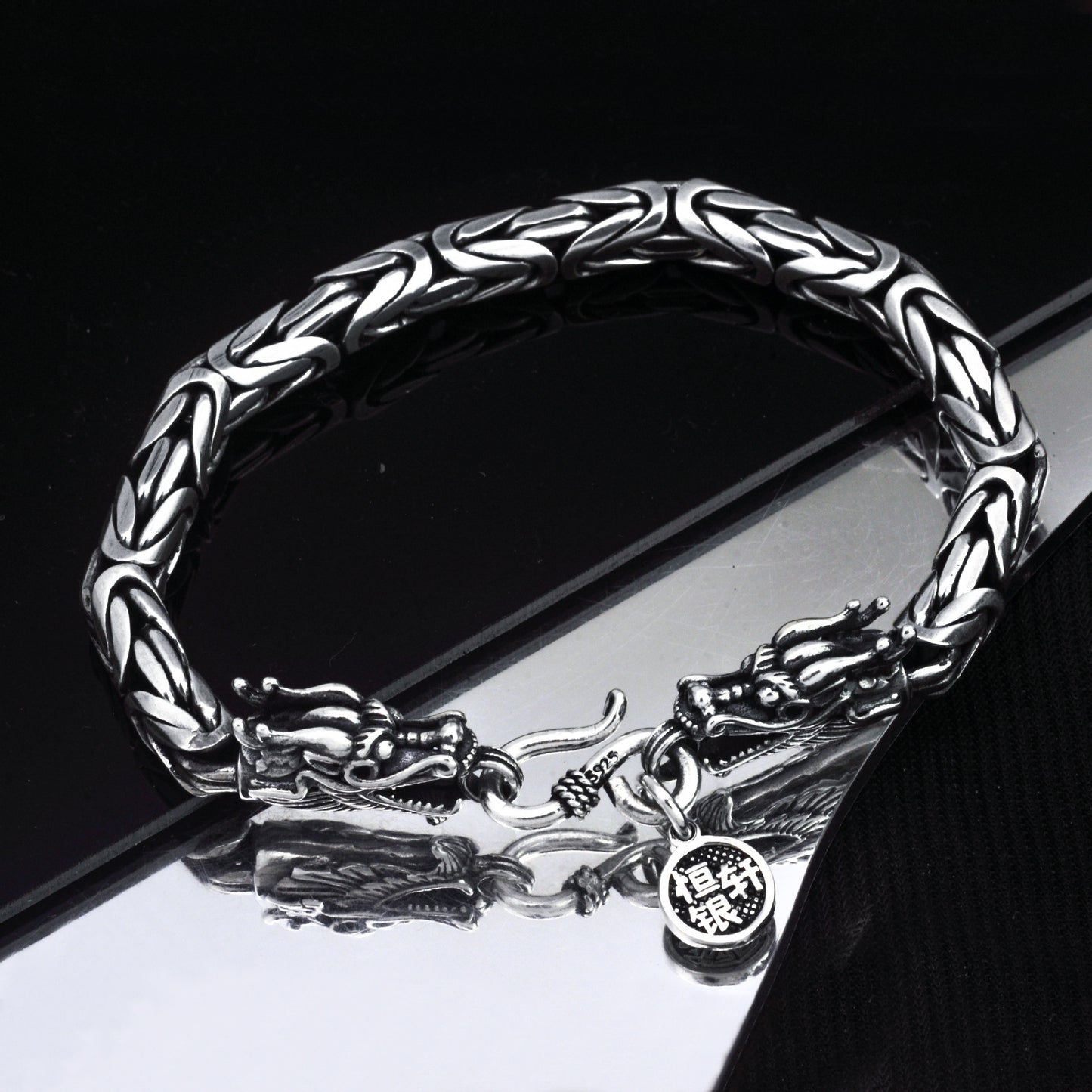 925 Sterling Silver King Dragon Design Bracelet