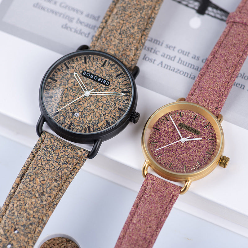 Cork Grain Couple Fashion Casual Wood Grain Women's and Men's Watch