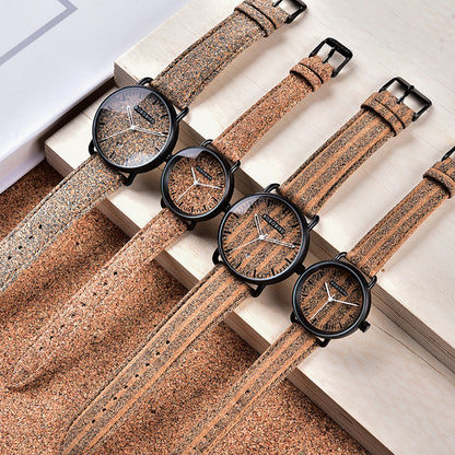 Cork Grain Couple Fashion Casual Wood Grain Women's and Men's Watch