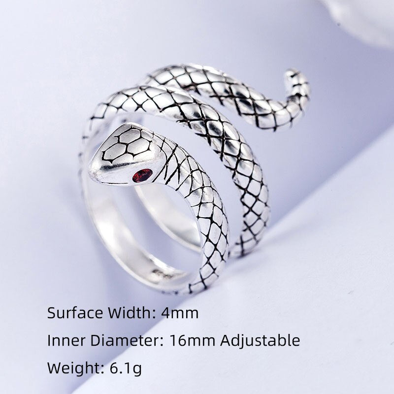 925 Sterling Silver Foxanry Vintage Simple Cute Snake Rings