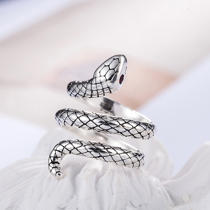 925 Sterling Silver Foxanry Vintage Simple Cute Snake Rings