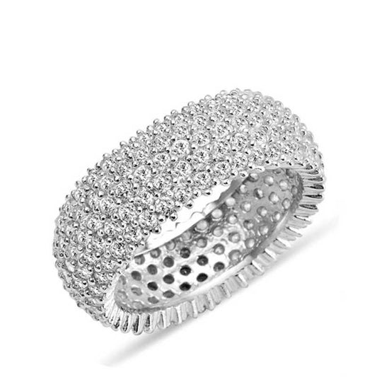 Alliance de mariage en argent blanc à 5 rangs pour femme