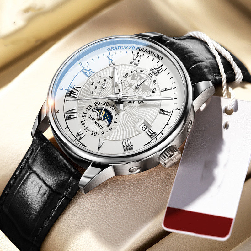 Automatic Mechanical Watch Three Eyes And Six Needles Fashion Trendy