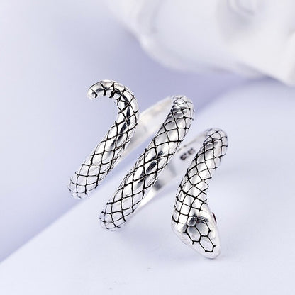 925 Sterling Silver Foxanry Vintage Simple Cute Snake Rings