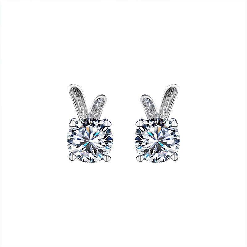 Women's Rabbit Moissanite Sterling Silver Earrings