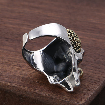 925 Sterling Silver Vintage Thai Silver Ring Personalized Letter Skull