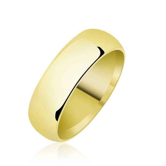 6 mm Flat Domed Gold Plated Silver Ring