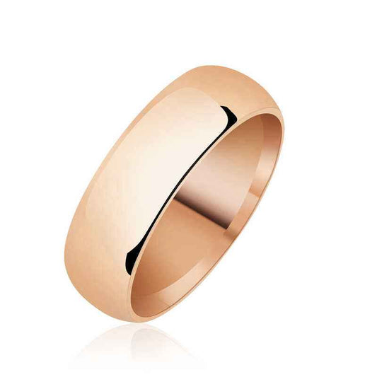 6 mm Smooth Dome Rose Plated Silver Ring