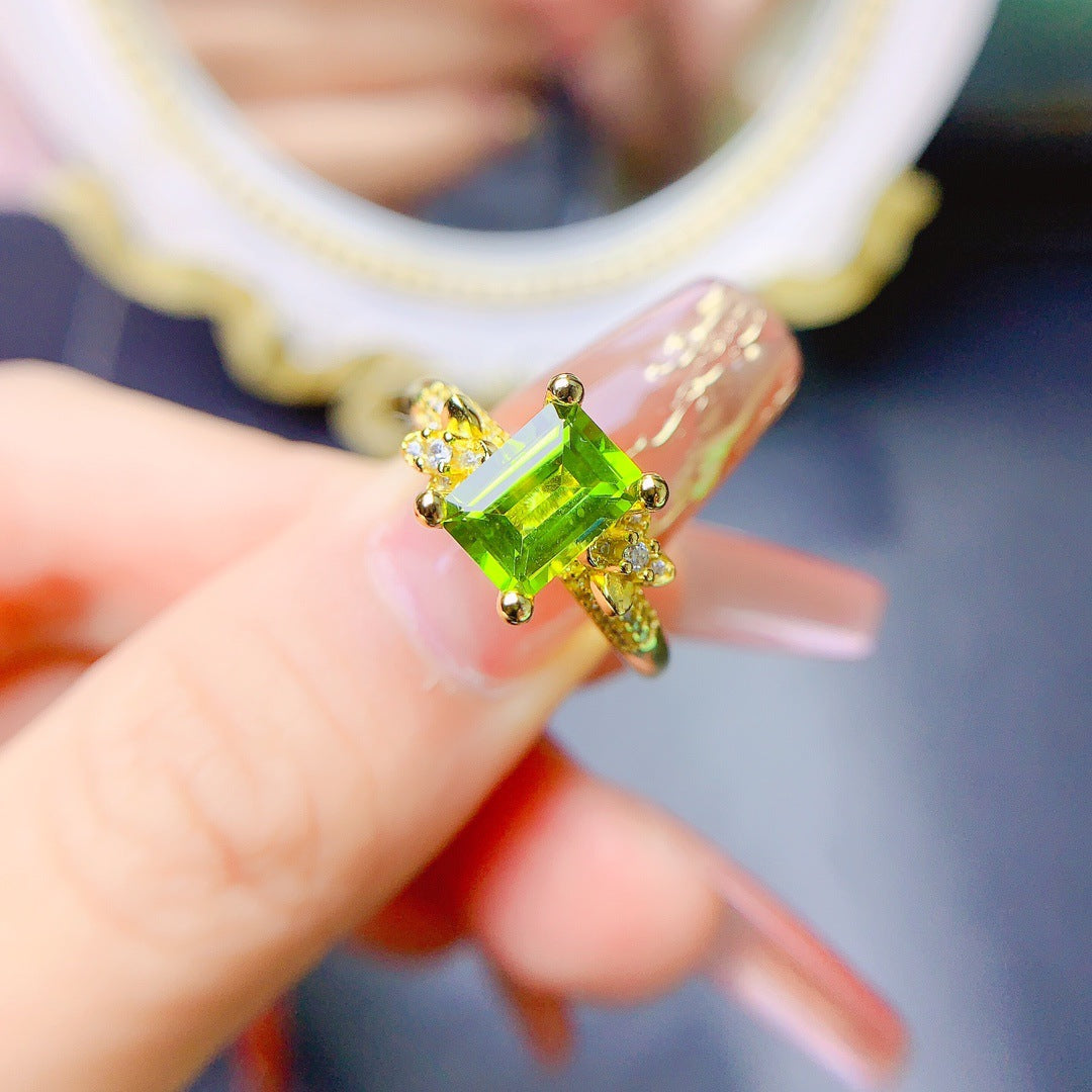 Natural Peridot Ring 925 Silver