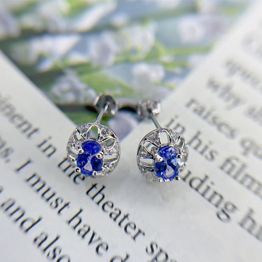 Fashion Natural Tanzanite Stud Earring