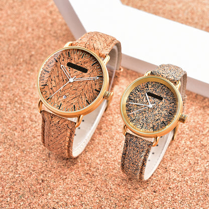 Cork Grain Couple Fashion Casual Wood Grain Women's and Men's Watch