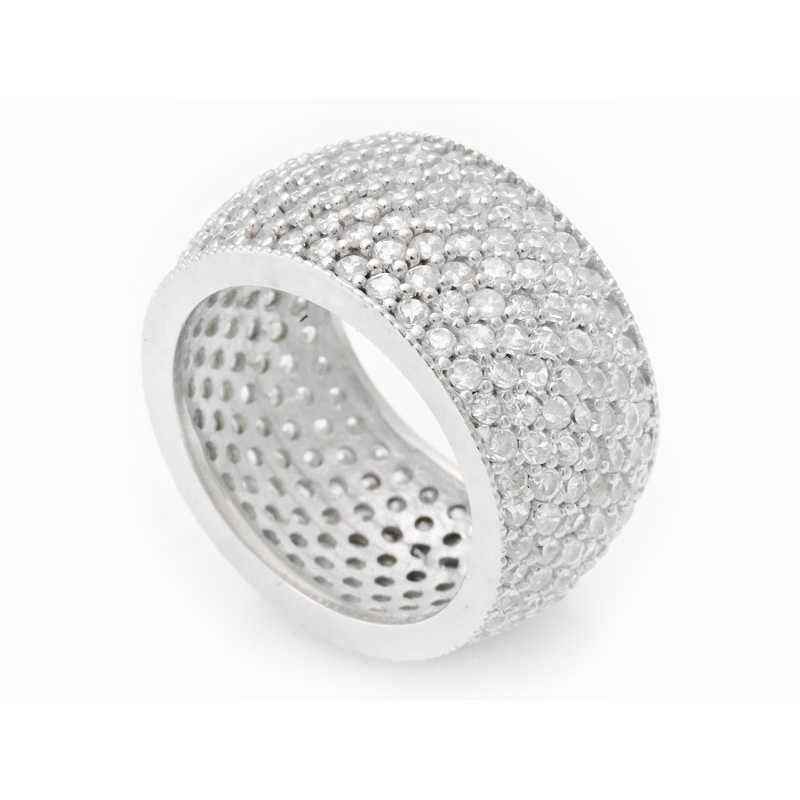 7 Row Full Band White Women's Silver Wedding Ring