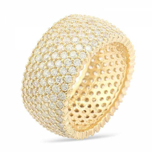 Bague en argent plaqué or à 7 rangs pour femme