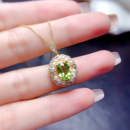 Natural Olivine Pendant 925 Silver Accessories