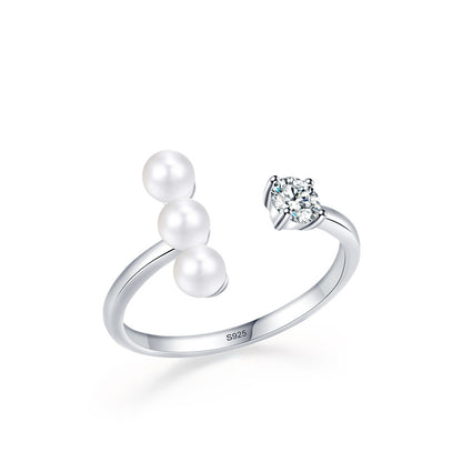 925 Sterling Silver Adjustable Pearl Ring