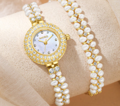 Freshwater Pearl Watch Affordable Luxury Fashion Jewelry Full Diamond