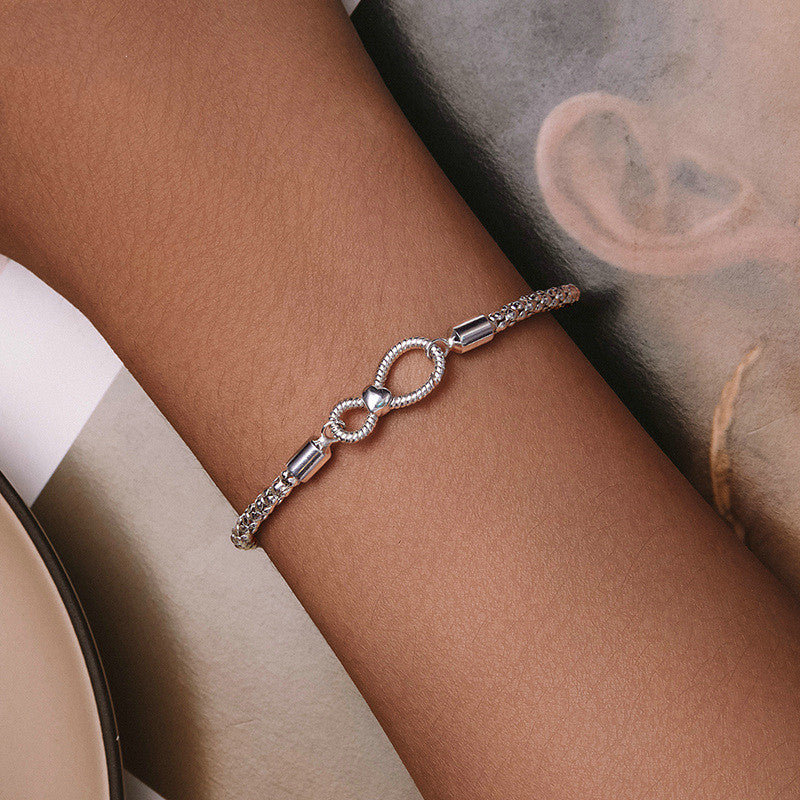 925 Sterling Silver Minimalist Infinite Loop Jewelry Women's Bracelet