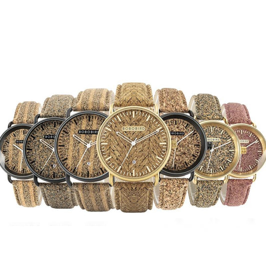 Cork Grain Couple Fashion Casual Wood Grain Women's and Men's Watch