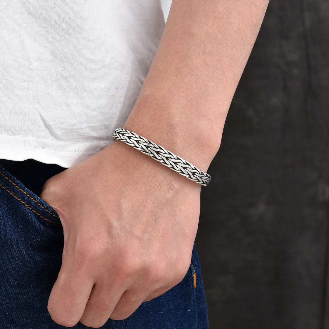 925 Sterling Silver Fashion Hand Weaving Bracelet