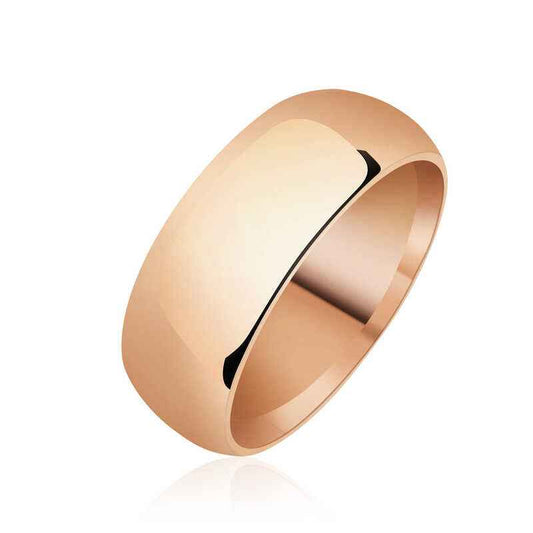 8 mm Flat Dome Rose Silver Ring
