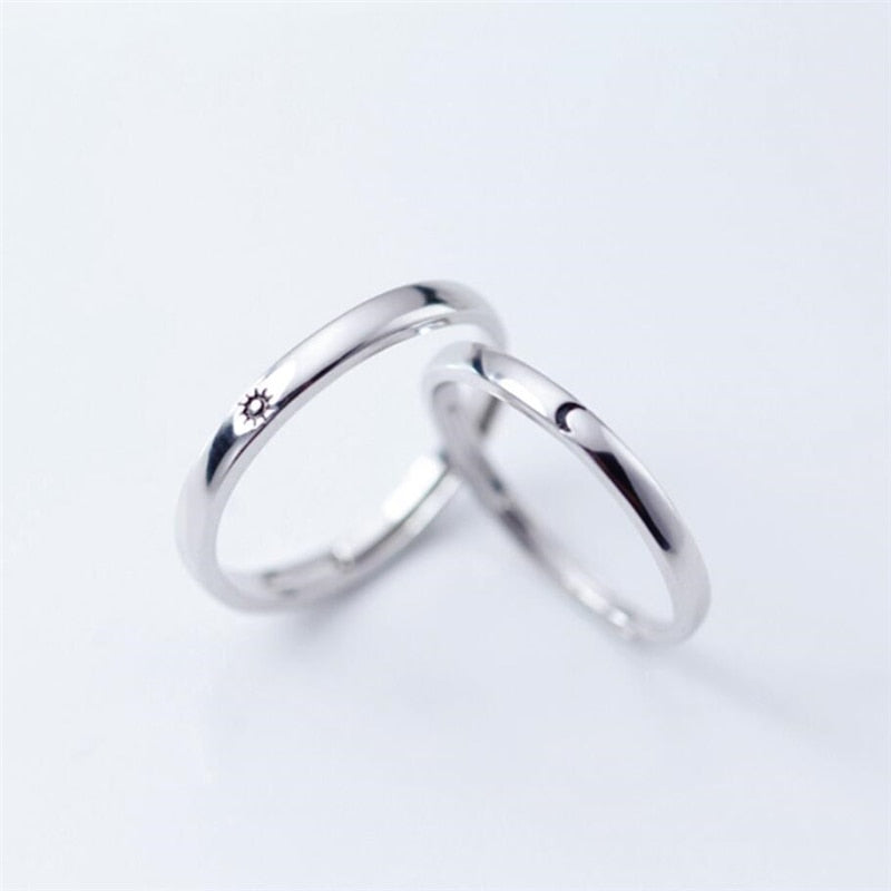 925 Sterling Silver Sweet Romantic Sun Moon Love Ring