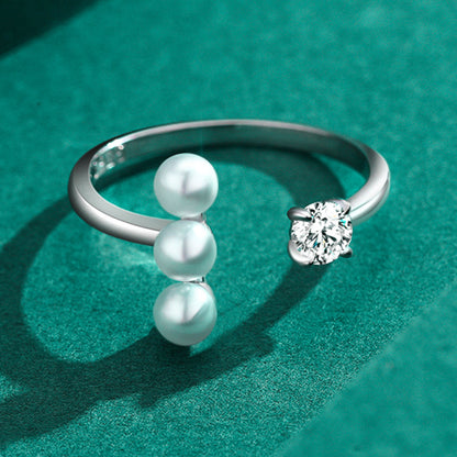 925 Sterling Silver Adjustable Pearl Ring