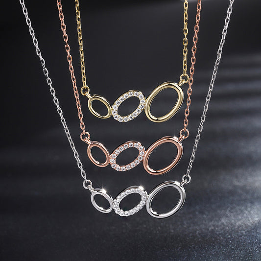 Women's 999 Sterling Silver Three-ring Necklace