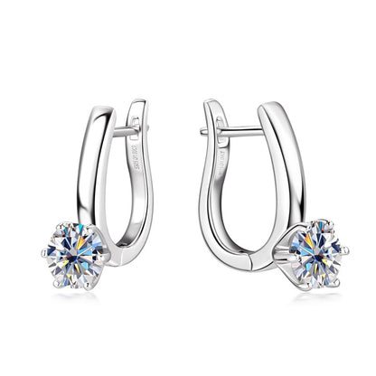 925 Sterling Silver Six-claw Diamond Earring Ear Clip