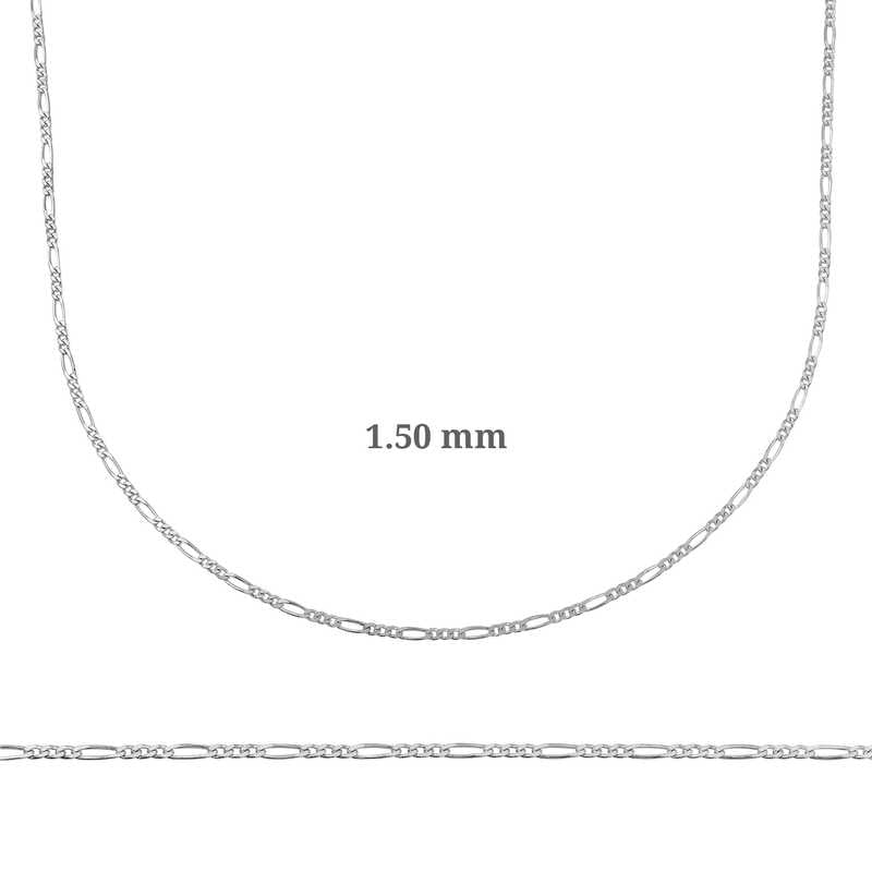 Chaîne Figaro en argent de 1,50 mm - 0,40 micron