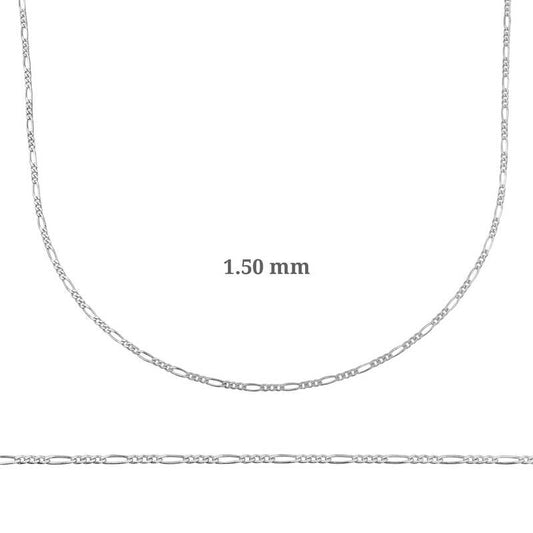 Chaîne Figaro en argent de 1,50 mm - 0,40 micron
