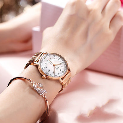 Flyke Fashion Simple Waterproof Watch Women's Ultra-thin Japanese Movement Calendar Women's Quartz Watch