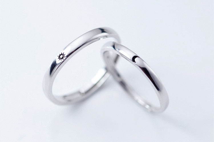 925 Sterling Silver Sweet Romantic Sun Moon Love Ring