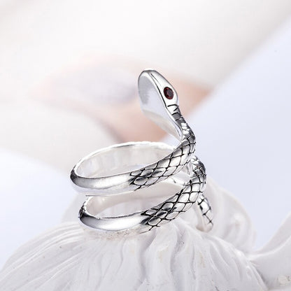 925 Sterling Silver Foxanry Vintage Simple Cute Snake Rings