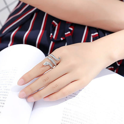 925 Sterling Silver Foxanry Vintage Simple Cute Snake Rings