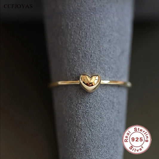 925 Sterling Silver Plated 14K Gold Chubby Love Ring