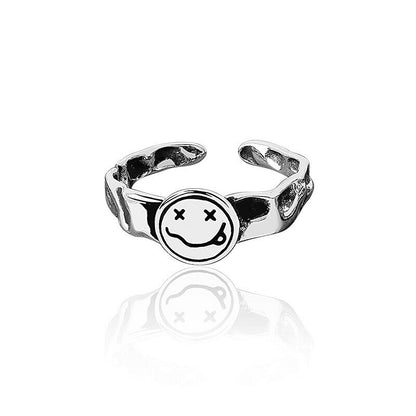 925 Sterling Silver Smiling Face Width Ring