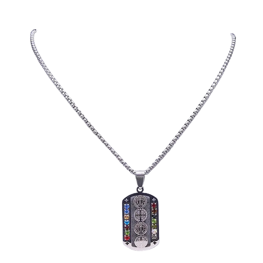 Crystal Saint Benedict Medal Necklace