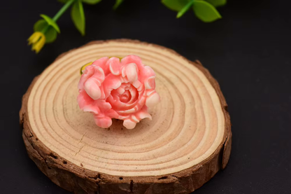 925 Sterling Silver Adjustable Ring Coral Flower