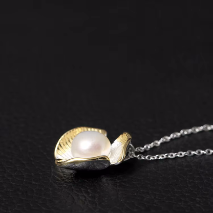 925 Sterling Silver Natural White Pearl Pendant Necklace