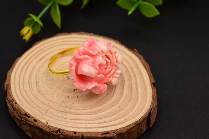 925 Sterling Silver Adjustable Ring Coral Flower