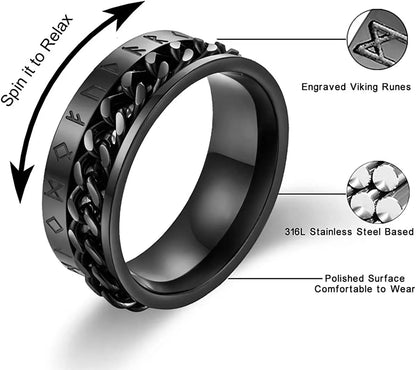 Viking Rune Spinner Ring for Anxiety