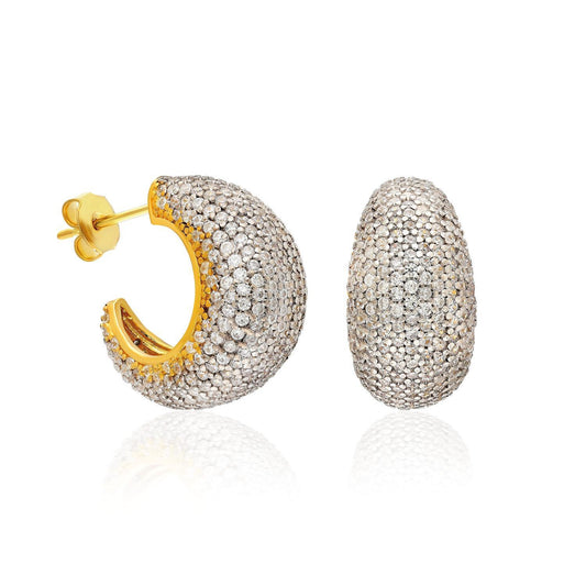 Pave Stone Silver Earrings