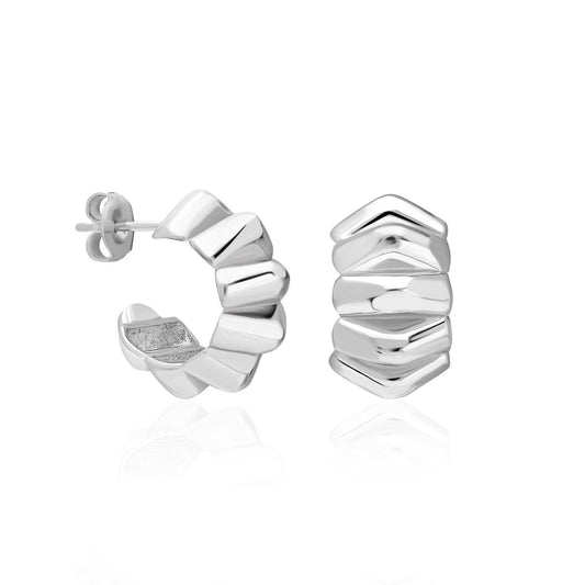Accordion Hoops Silver Earrings