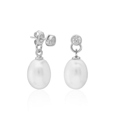 Drop Pearl Silver Earrings