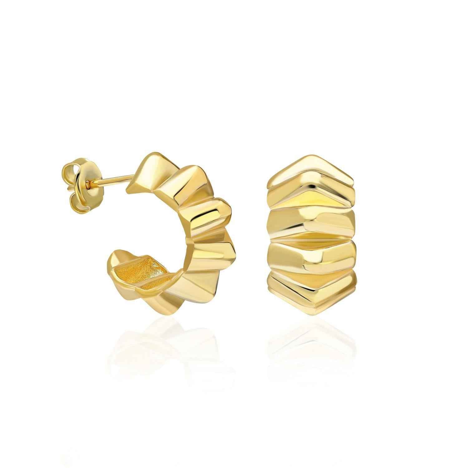 Accordion Hoops Silver Earrings
