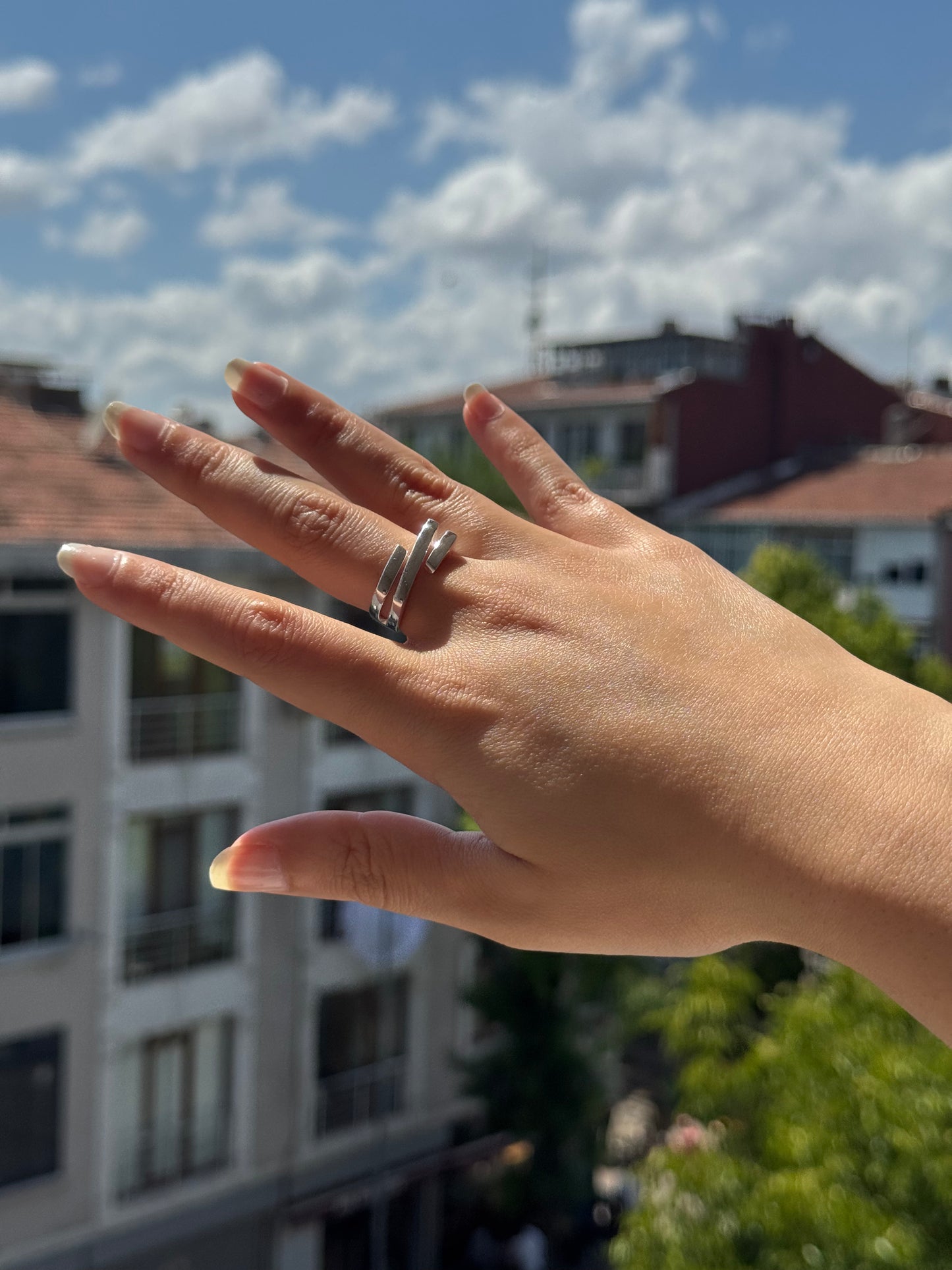 Bague en argent à double torsion